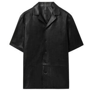 COS Short Sleeve Leather Shirt in Black